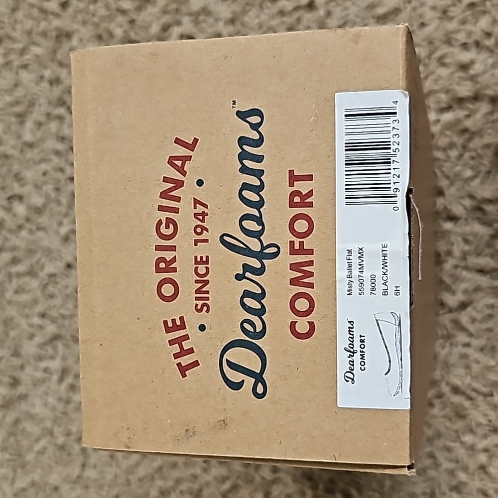 NEW in Box Dearfoams Comfort Misty Ballet Flat Black & White Washable 6 Foam - Picture 7 of 8